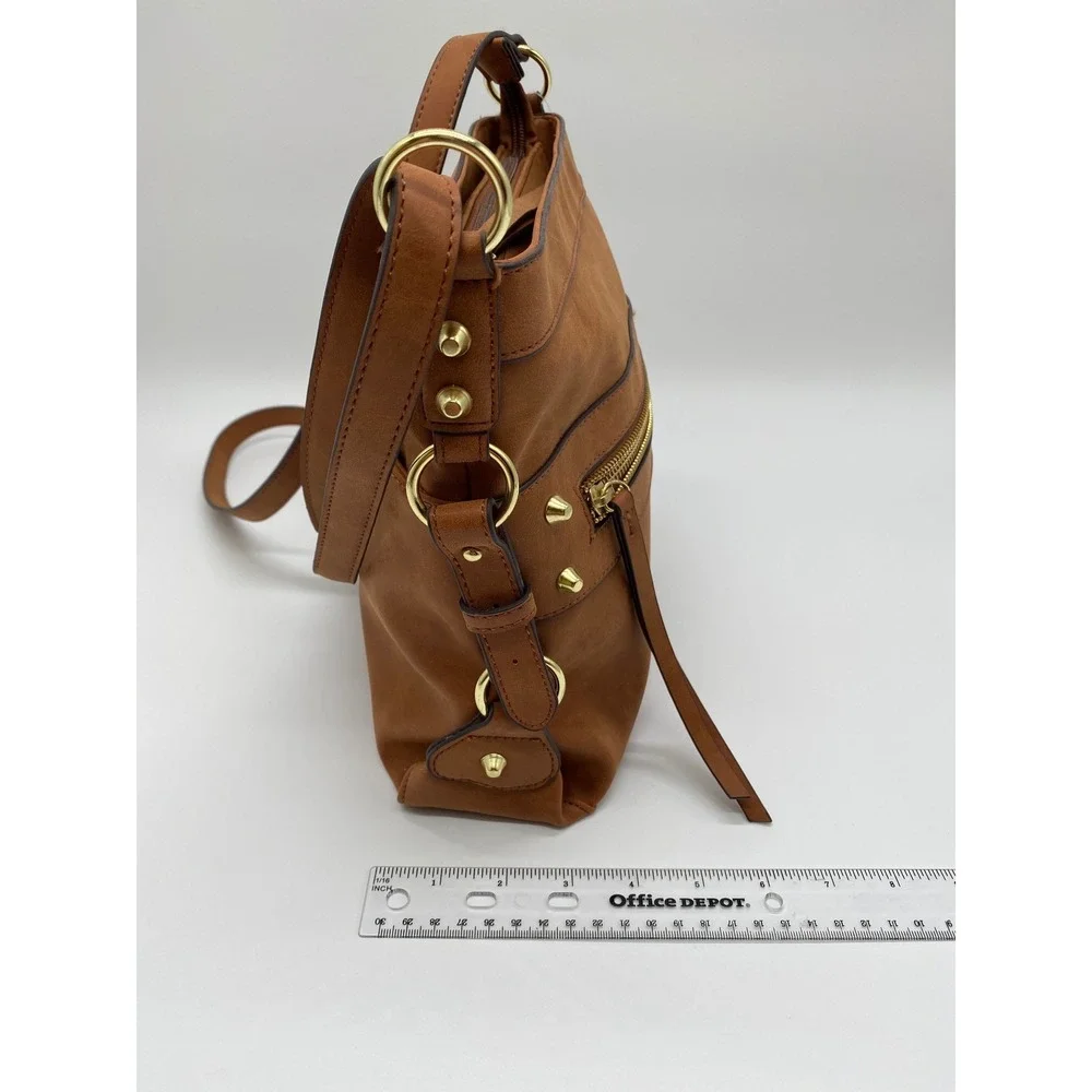 ana A New Approach Camel Brown Crossbody Bag Studded Gold Hardware AN1002 NEW